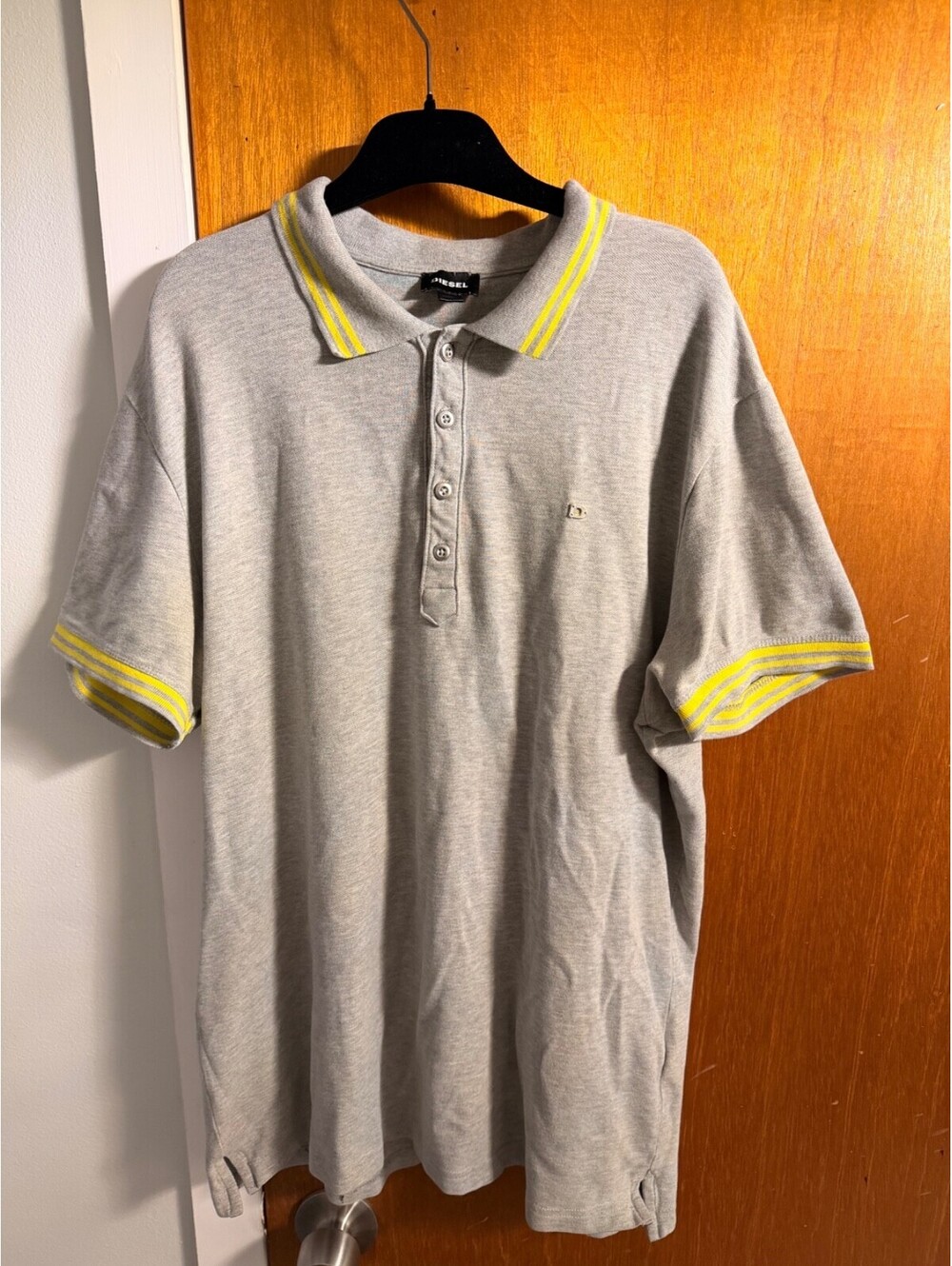 Diesel Men's T-Randy Polo Shirt Grey & Yellow Size XL Used